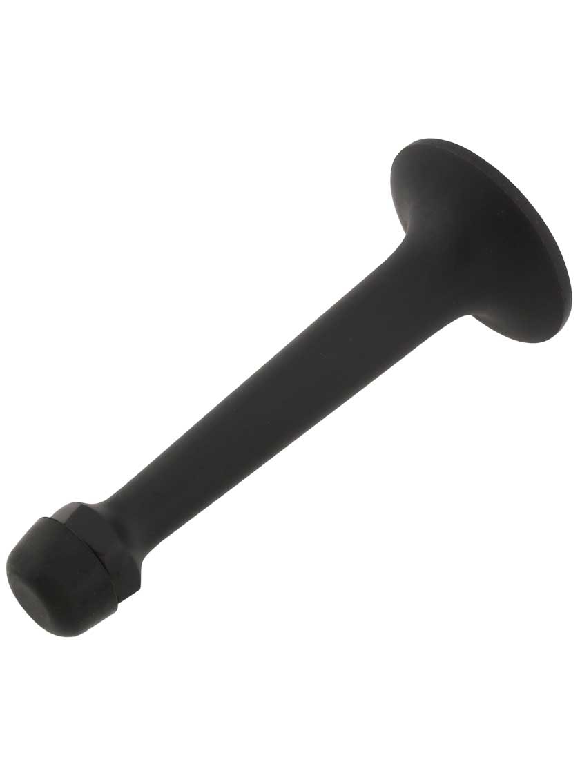 3 3/4" WallMount Door Stop with Black Rubber Bumper House of Antique